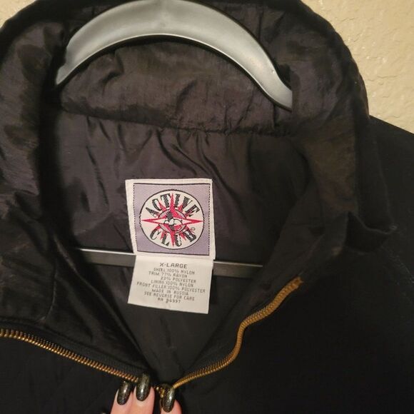 Vintage Womens 80's Jacket Black XL Active Club Windbreaker Plus Size Full Zip - Picture 3 of 6